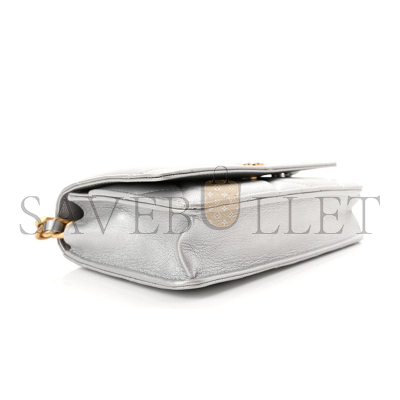 CHANEL METALLIC LAMBSKIN QUILTED 19 WALLET ON CHAIN WOC 1191203 (19*11*3cm)