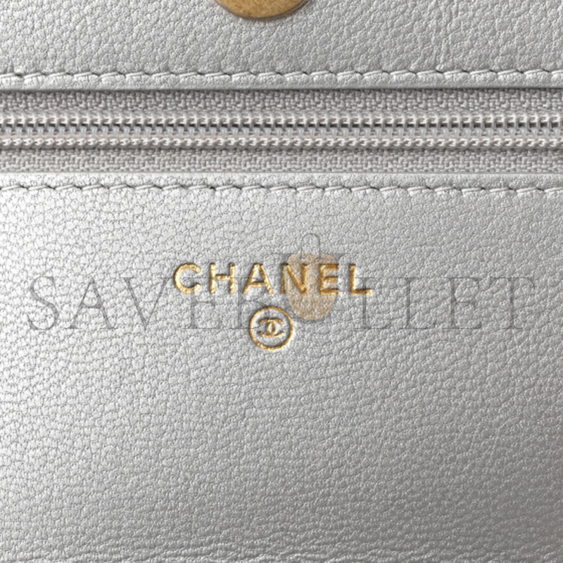 CHANEL METALLIC LAMBSKIN QUILTED 19 WALLET ON CHAIN WOC 1191203 (19*11*3cm)