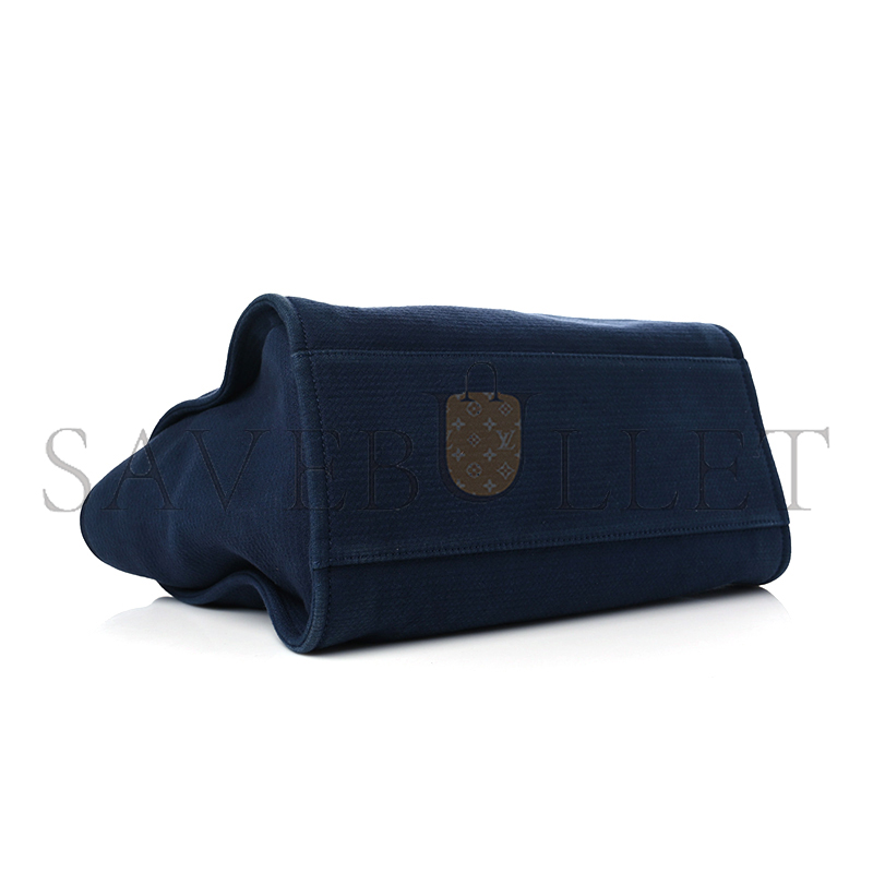 CHANEL MIXED FIBERS CALFSKIN MEDIUM DEAUVILLE TOTE NAVY BLUE 1142532 (39*29*20cm)