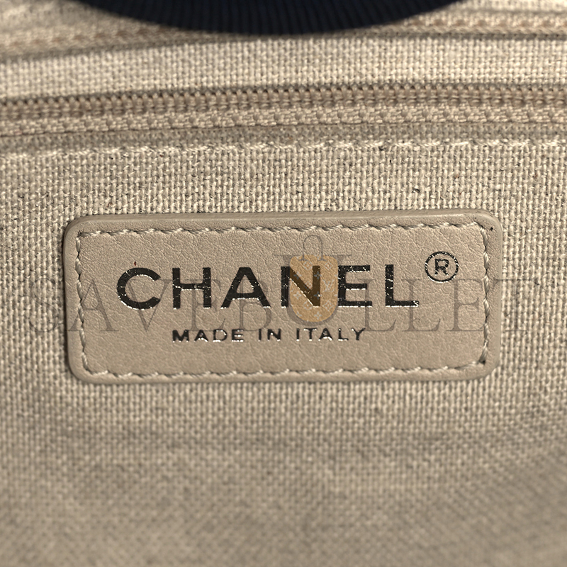 CHANEL MIXED FIBERS CALFSKIN MEDIUM DEAUVILLE TOTE NAVY BLUE 1142532 (39*29*20cm)