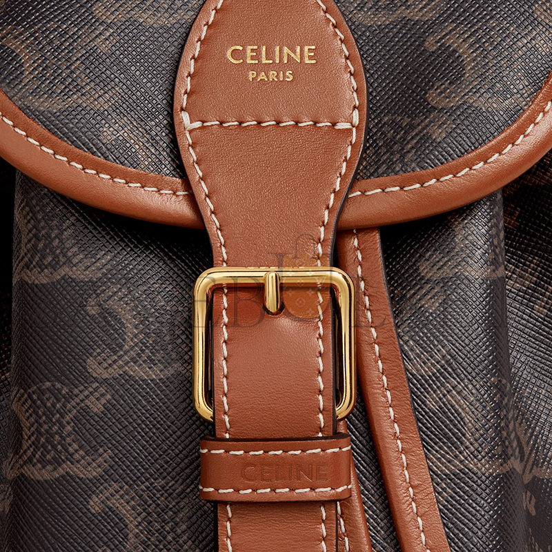 CELINE MINI BACKPACK FOLCO IN TRIOMPHE CANVAS AND CALFSKIN 197662CAS.04LU (20*17*10cm)