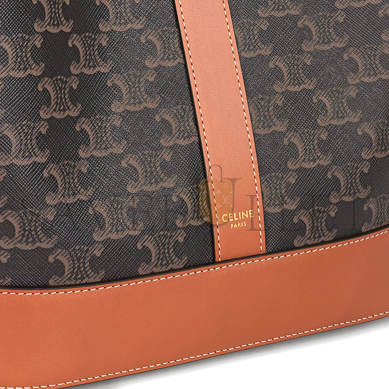 CELINE MEDIUM BUCKET IN TRIOMPHE CANVAS AND CALFSKIN 191132CAS.04LU (30*22*13)