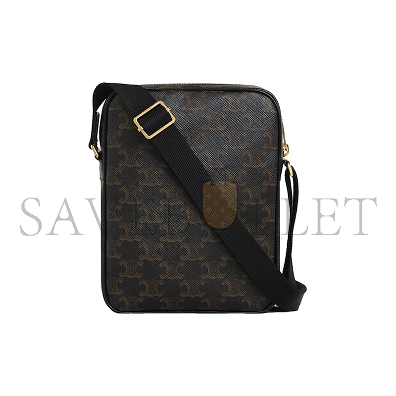 CELINE SMALL MESSENGER BAG IN TRIOMPHE CANVAS AND CALFSKIN 190872BSZ.38NO (20.5*15.5*4.5cm)
