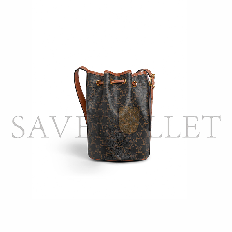 CELINE SMALL DRAWSTRING BAG IN TRIOMPHE CANVAS AND CALFSKIN 191142BZJ.04LU (21*14*14cm) CELINE SMALL DRAWSTRING BAG IN TRIOMPHE CANVAS AND CALFSKIN 191142BZJ.04LU (21*14*14cm)