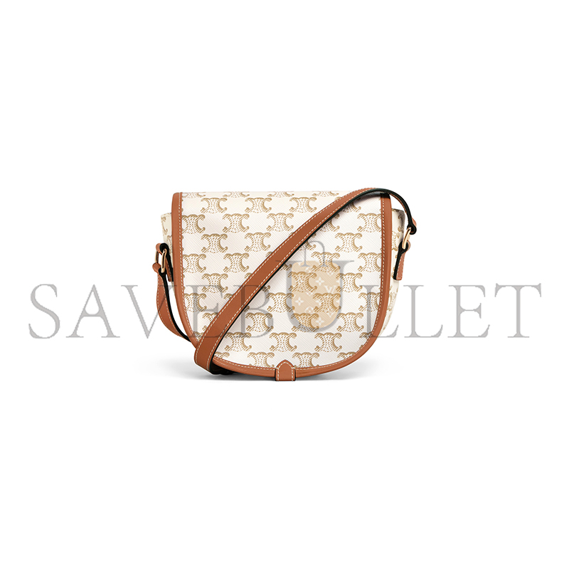 CELINE MEDIUM FOLCO BAG IN TRIOMPHE CANVAS AND CALFSKIN 191502BZJ.01BC (18*17*6.5cm)