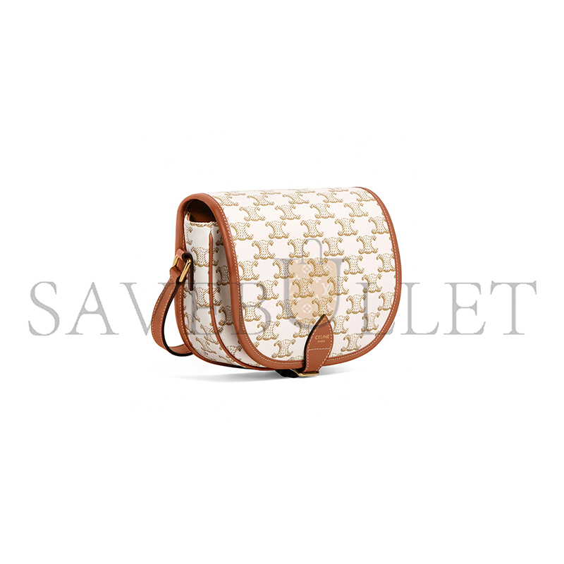 CELINE MEDIUM FOLCO BAG IN TRIOMPHE CANVAS AND CALFSKIN 191502BZJ.01BC (18*17*6.5cm)
