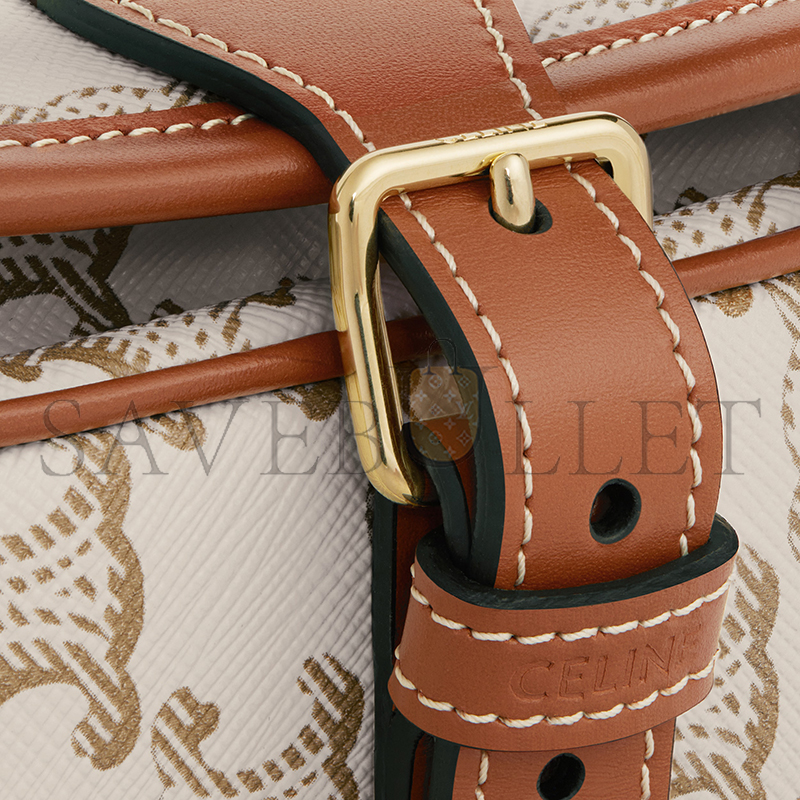 CELINE MEDIUM FOLCO BAG IN TRIOMPHE CANVAS AND CALFSKIN 191502BZJ.01BC (18*17*6.5cm)