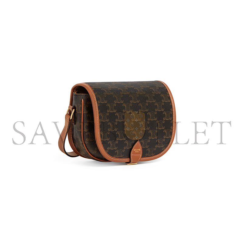 CELINE MEDIUM FOLCO BAG IN TRIOMPHE CANVAS AND CALFSKIN 191502BZJ.04LU (18*17*6.5cm)