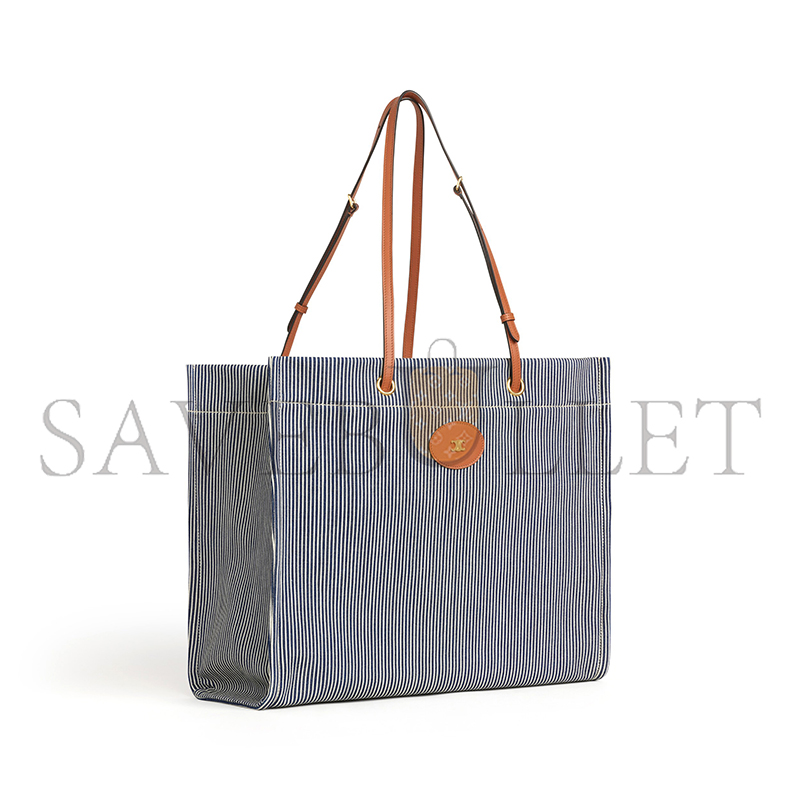 CELINE SQUARED CABAS CELINE IN STRIPED TEXTILE AND CALFSKIN 192802CHD.07AT (45*35*15cm) CELINE SQUARED CABAS CELINE IN STRIPED TEXTILE AND CALFSKIN 192802CHD.07AT (45*35*15cm)
