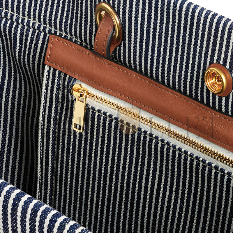 CELINE SQUARED CABAS CELINE IN STRIPED TEXTILE AND CALFSKIN 192802CHD.07AT (45*35*15cm) CELINE SQUARED CABAS CELINE IN STRIPED TEXTILE AND CALFSKIN 192802CHD.07AT (45*35*15cm)