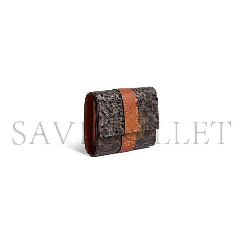 CELINE SMALL TRIFOLD WALLET IN TRIOMPHE CANVAS 0D572BZ9.04LU (10*9*2.5cm)