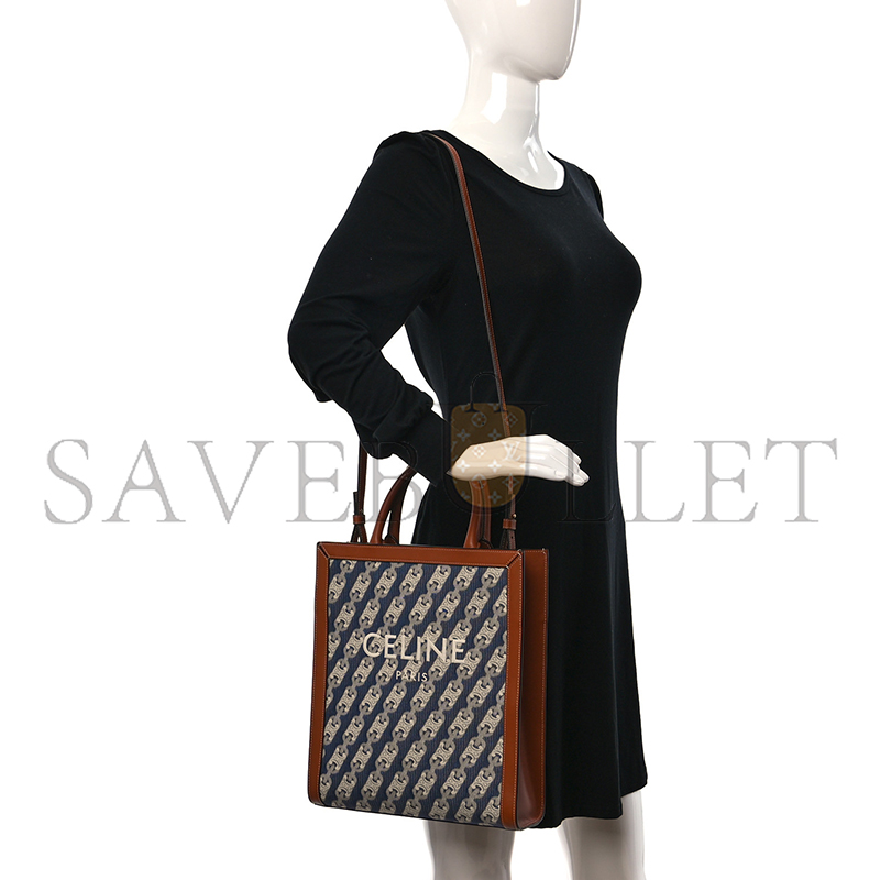 CELINE SMALL TOTE IN CABAS MAILLON TRIOMPHE JACQUARD AND CALFSKIN 192082CXG.19RT (32*29*8cm)