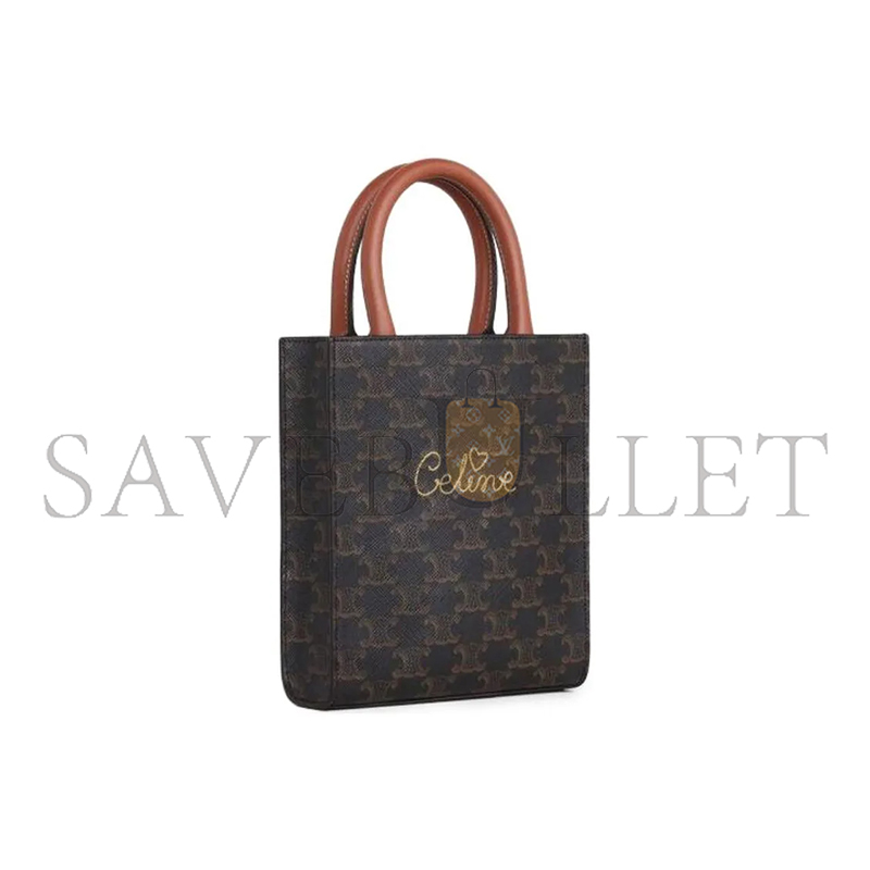 CELINE MINI TOTE IN CABAS TRIOMPHEPRINTS AND LEATHER 194372CYB.04LU (21*17*4cm)