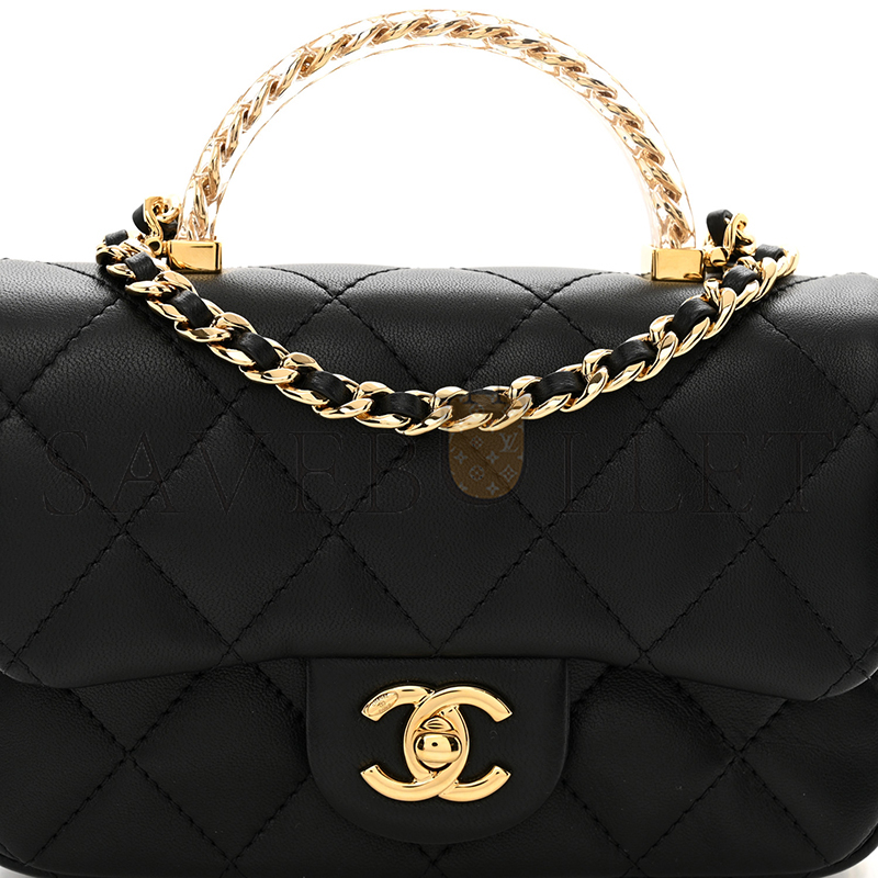 CHANEL MASTER LAMBSKIN QUILTED RESIN MINI TOP HANDLE FLAP AS4847 (19*12*6cm)