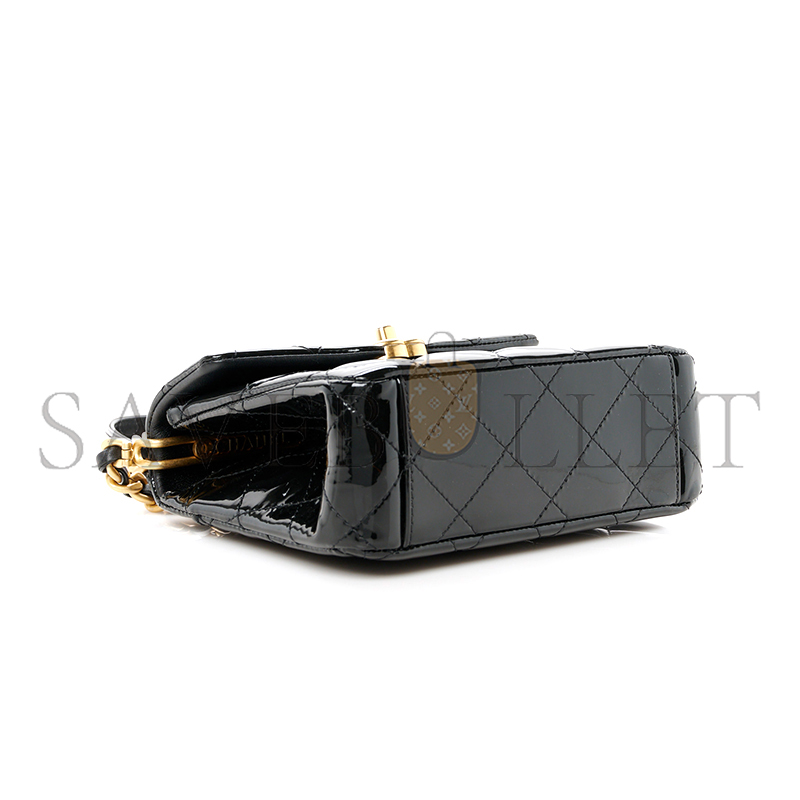 CHANEL MASTER PATENT QUILTED 31 RUE CAMBON MINI TOP HANDLE FLAP AS4472 (19*15*7cm)
