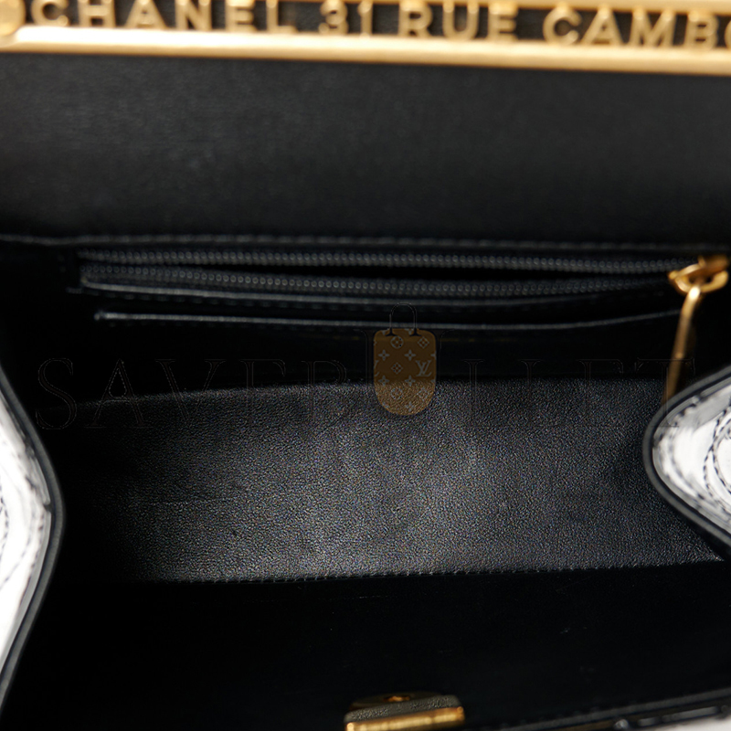 CHANEL MASTER PATENT QUILTED 31 RUE CAMBON MINI TOP HANDLE FLAP AS4472 (19*15*7cm)