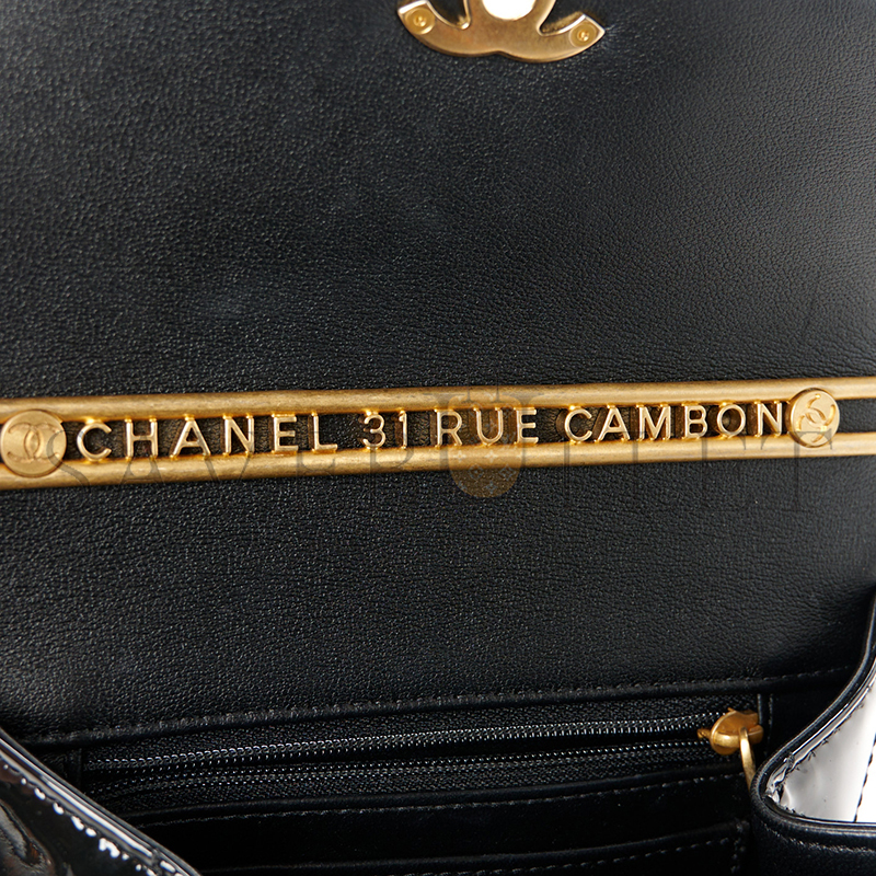 CHANEL MASTER PATENT QUILTED 31 RUE CAMBON MINI TOP HANDLE FLAP AS4472 (19*15*7cm)