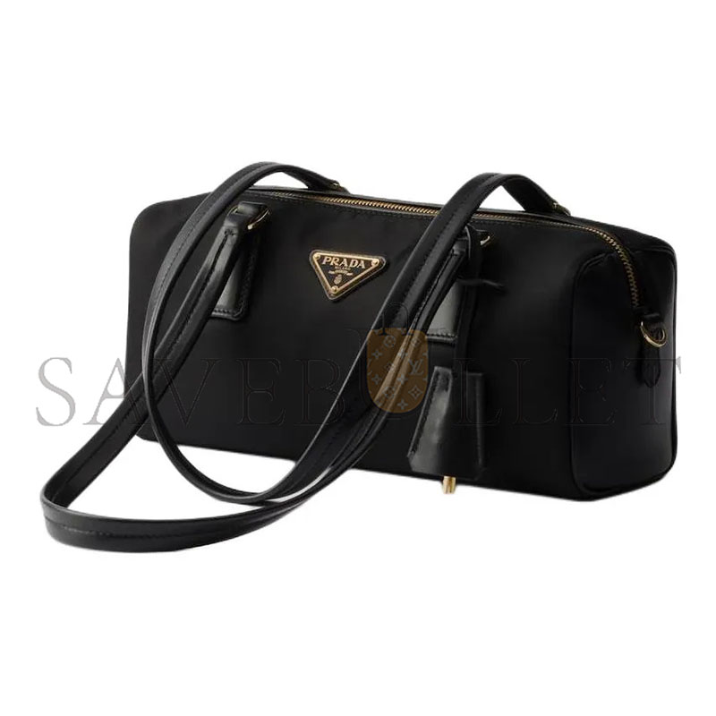 PRADA RECYCLED PATCHWORK LEATHER METAL TRIANGLE DIAMOND CLOSURE 1BB127 (29*12.5*10)