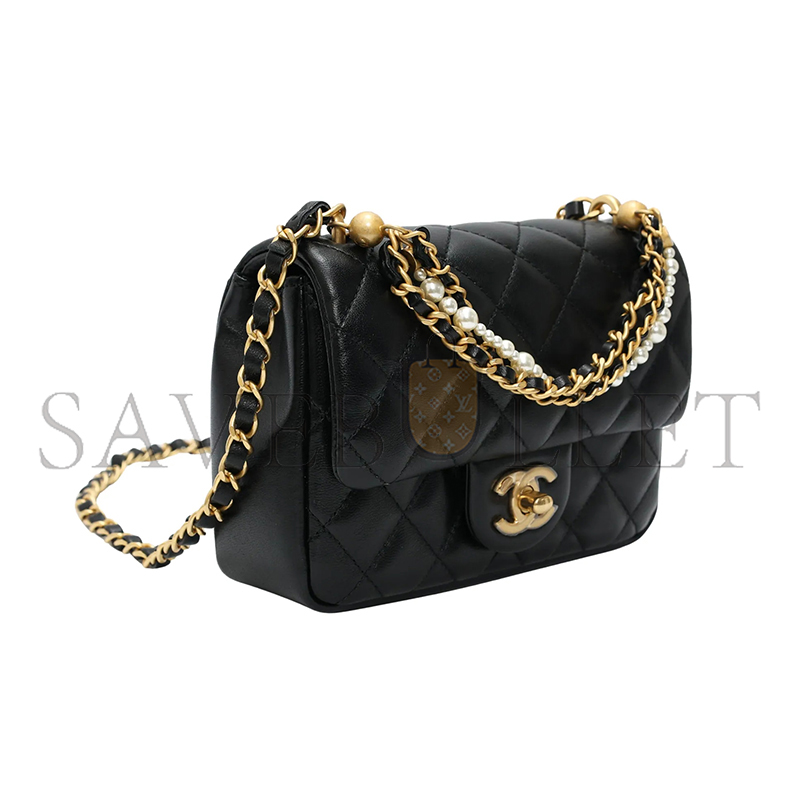 CHANEL MASTER MINI PEARL CHAIN FLAP BAG AS4385 (17*12.5*5cm)