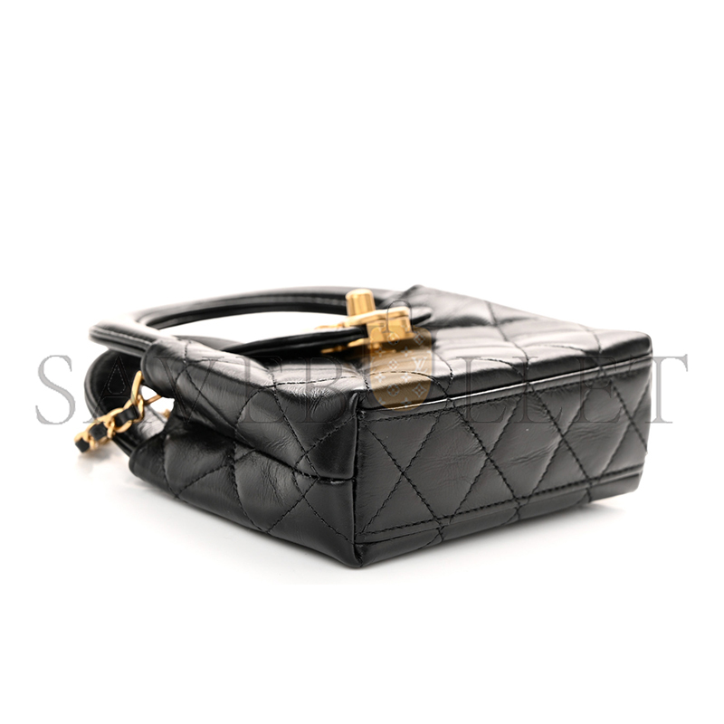 CHANEL MASTER SHINY AGED CALFSKIN QUILTED KELLY MINI NANO SHOPPER AP3435 (12.5*8*4cm)