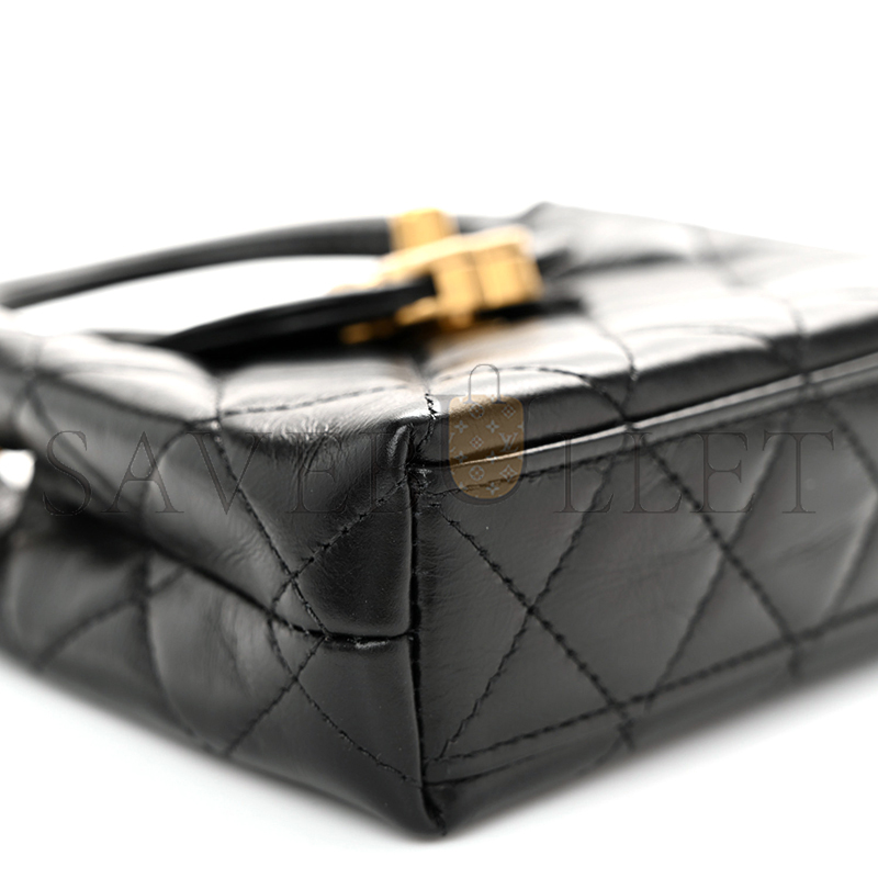 CHANEL MASTER SHINY AGED CALFSKIN QUILTED KELLY MINI NANO SHOPPER AP3435 (12.5*8*4cm)