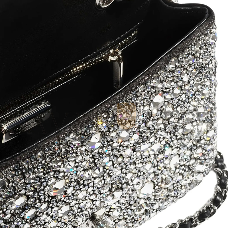 CHANEL MASTER MINI FLAP BAG SATIN STRASS AS4142 (20*13*6cm)