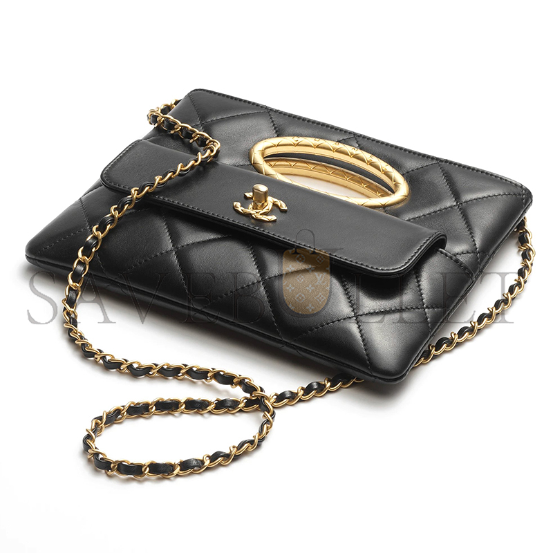 CHANEL CLUTCH LAMBSKIN & GOLD-TONE METAL AS5038 (25*19*3cm)
