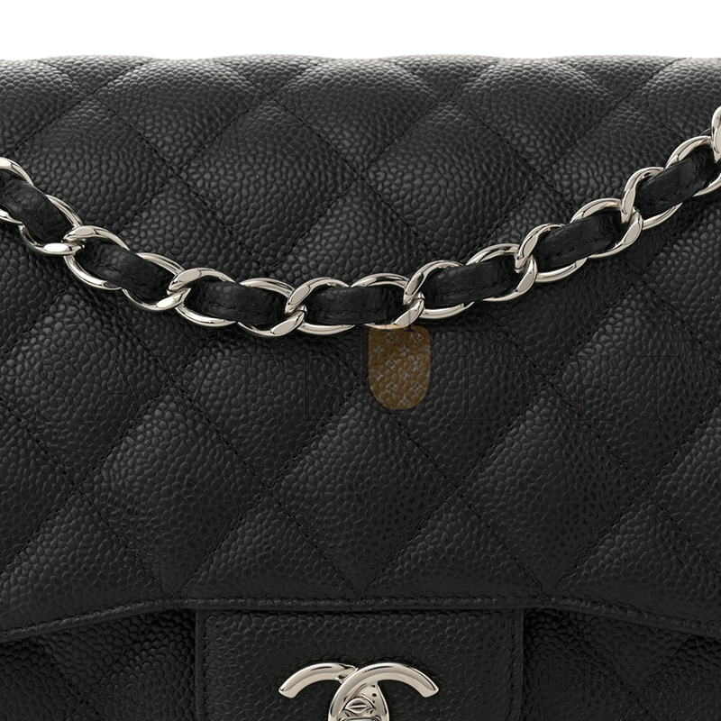 CHANEL MASTER CAVIAR QUILTED JUMBO DOUBLE FLAP BLACK 1633607 (30*20*9cm)