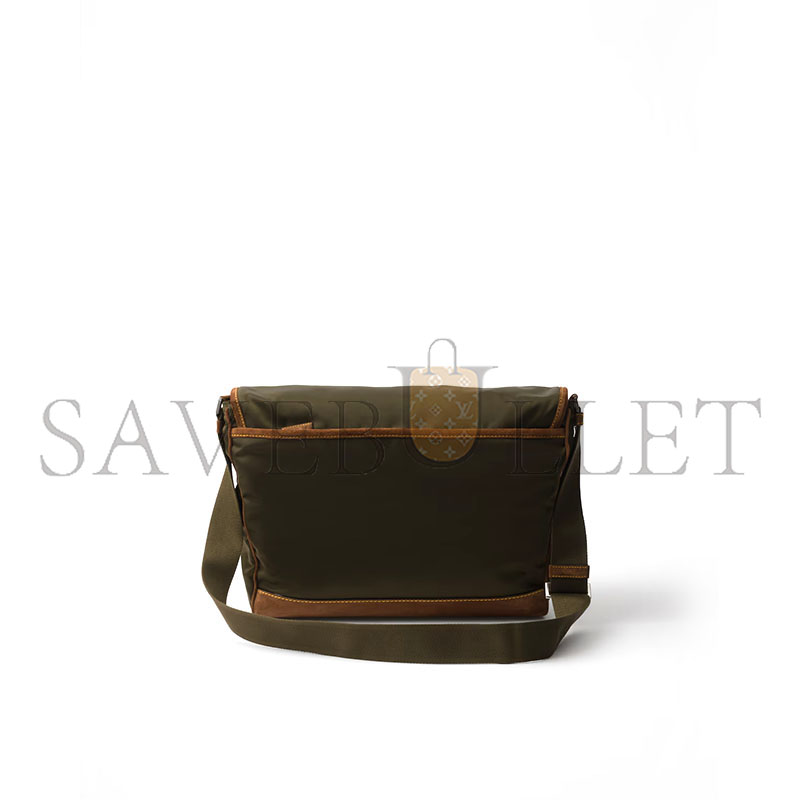 PRADA LARGE RE-NYLON AND SUEDE SHOULDER BAG 2VD052 (30*29.5*14.5cm) PRADA LARGE RE-NYLON AND SUEDE SHOULDER BAG 2VD052 (30*29.5*14.5cm)