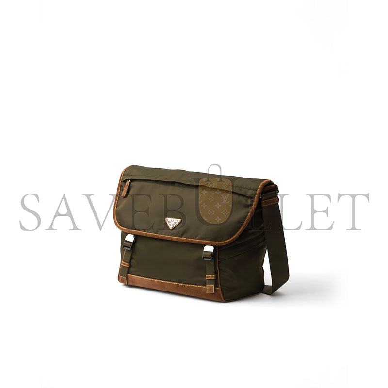 PRADA LARGE RE-NYLON AND SUEDE SHOULDER BAG 2VD052 (30*29.5*14.5cm) PRADA LARGE RE-NYLON AND SUEDE SHOULDER BAG 2VD052 (30*29.5*14.5cm)