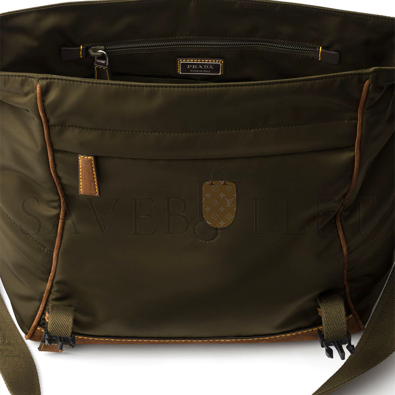 PRADA LARGE RE-NYLON AND SUEDE SHOULDER BAG 2VD052 (30*29.5*14.5cm) PRADA LARGE RE-NYLON AND SUEDE SHOULDER BAG 2VD052 (30*29.5*14.5cm)
