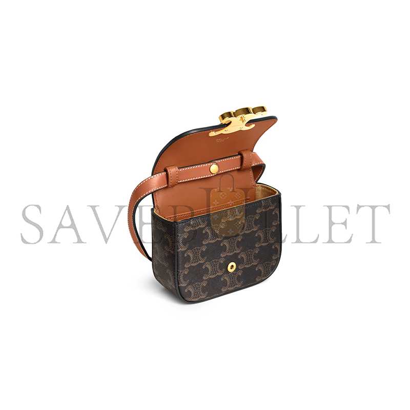 CELINE MINI CLAUDE IN TRIOMPHE CANVAS AND CALFSKIN 10I512DQB.04LU (11*8*4cm)