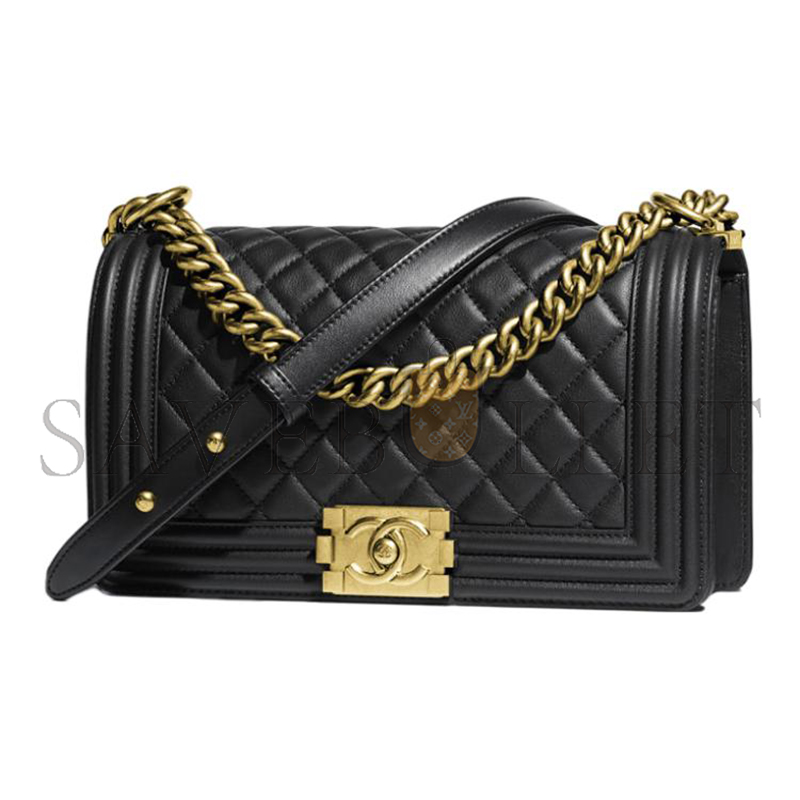 CHANEL MASTER LAMBSKIN QUILTED MEDIUM BOY FLAP GOLD HARDWARE A67086 (25*15*9cm)
