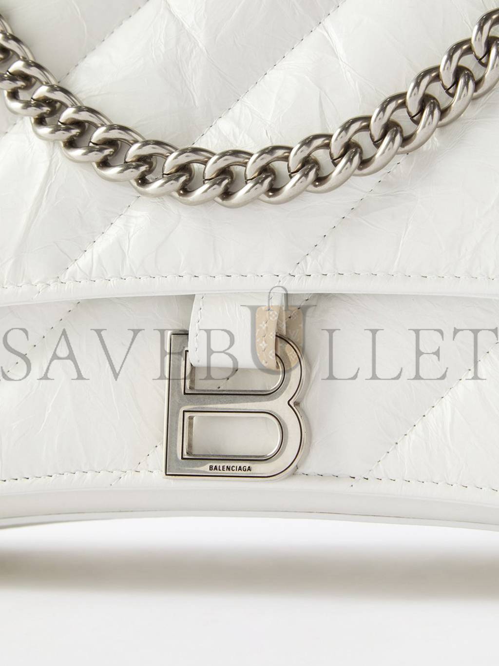 BALENCIAGA WHITE CRUSH S QUILTED CREASED-LEATHER SHOULDER BAG MATCHESFASHION US (25*14.9*10cm)