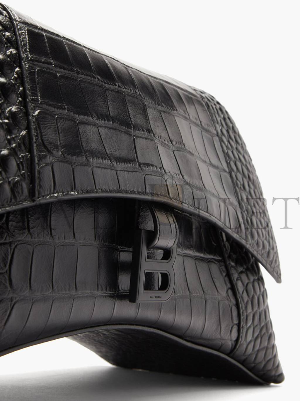 BALENCIAGA BLACK DOWNTOWN CROCODILE-EFFECT CROSS-BODY BAG MATCHESFASHION US (32*19*4.5cm)