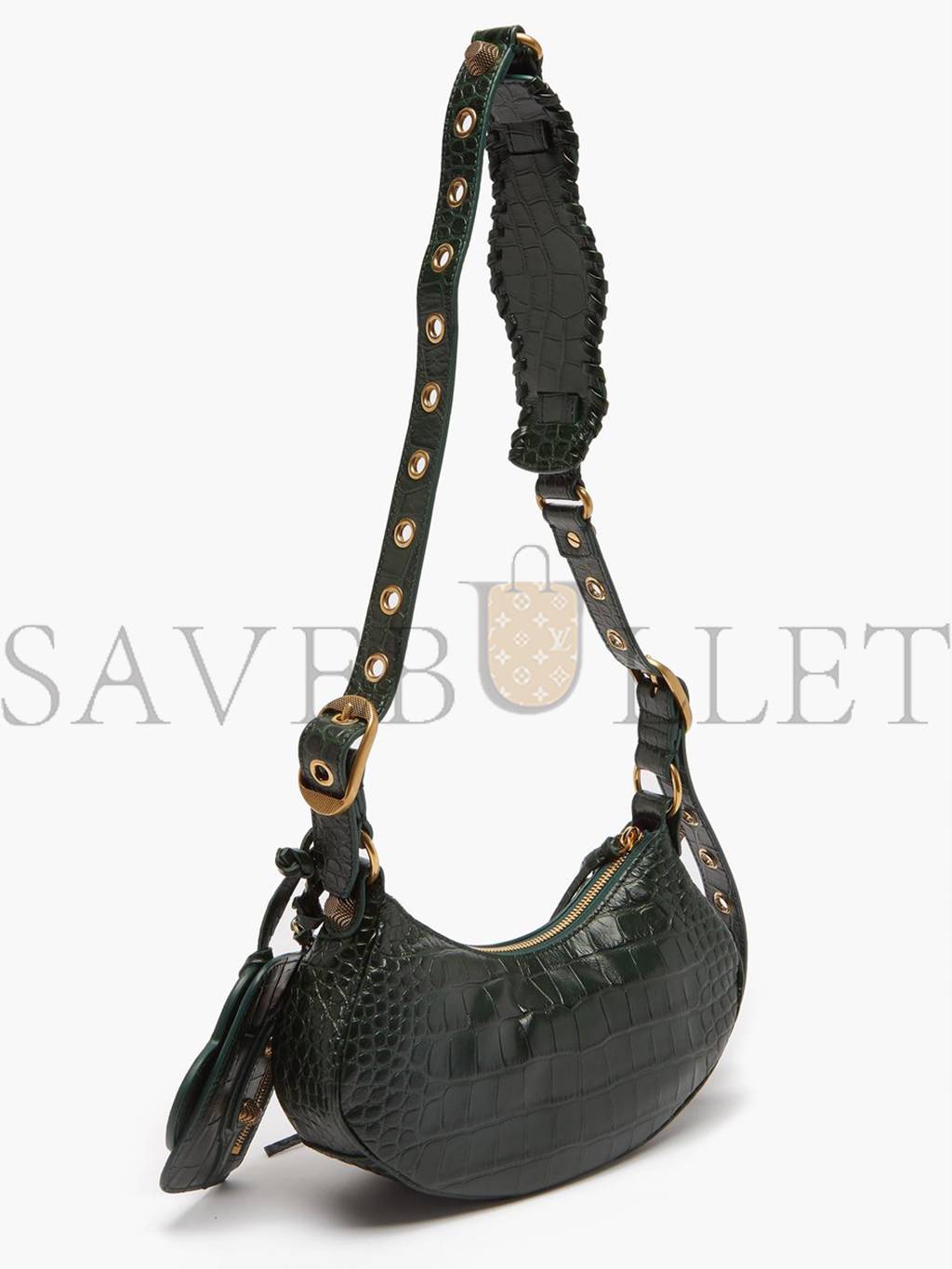 BALENCIAGA GREEN CAGOLE XS CROC-EFFECT LEATHER SHOULDER BAG MATCHESFASHION US (25.4*14*6cm)