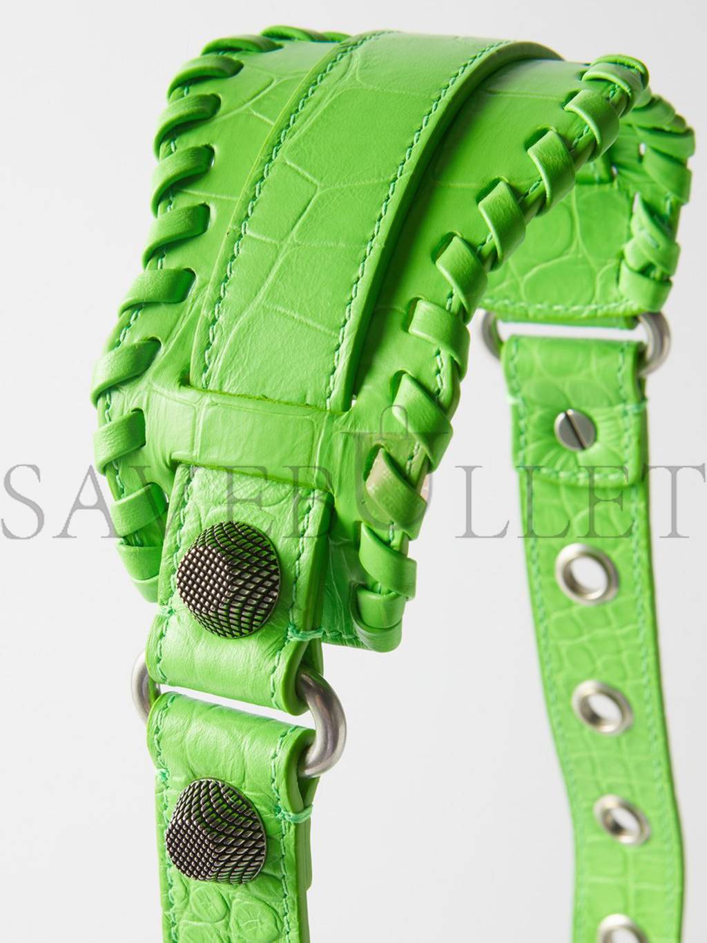 BALENCIAGA GREEN LE CAGOLE XS CROC-EFFECT LEATHER SHOULDER BAG MATCHESFASHION US (25*15.2*6cm)