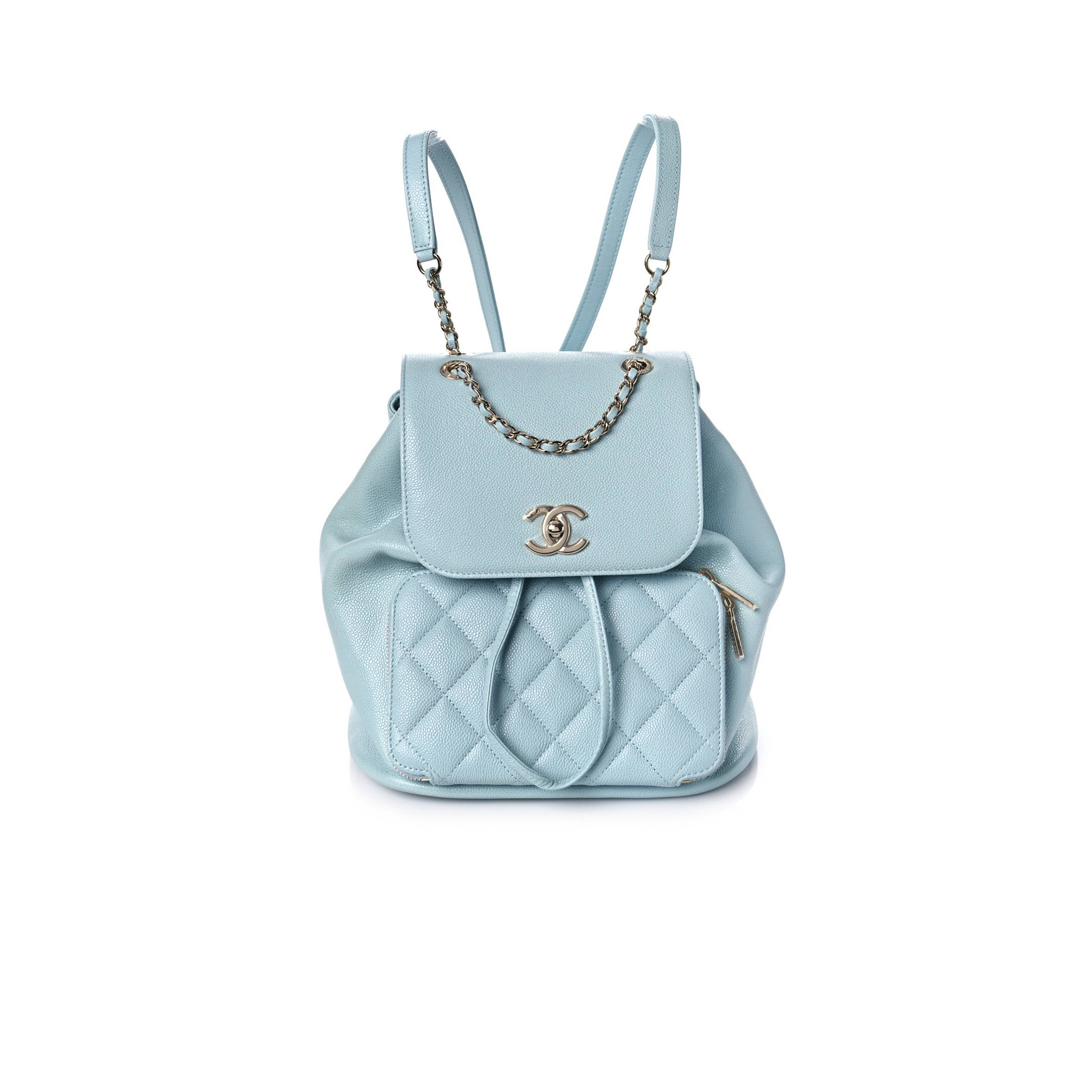 CHANEL CAVIAR QUILTED BUSINESS AFFINITY BACKPACK LIGHT BLUE (24*23*13cm)