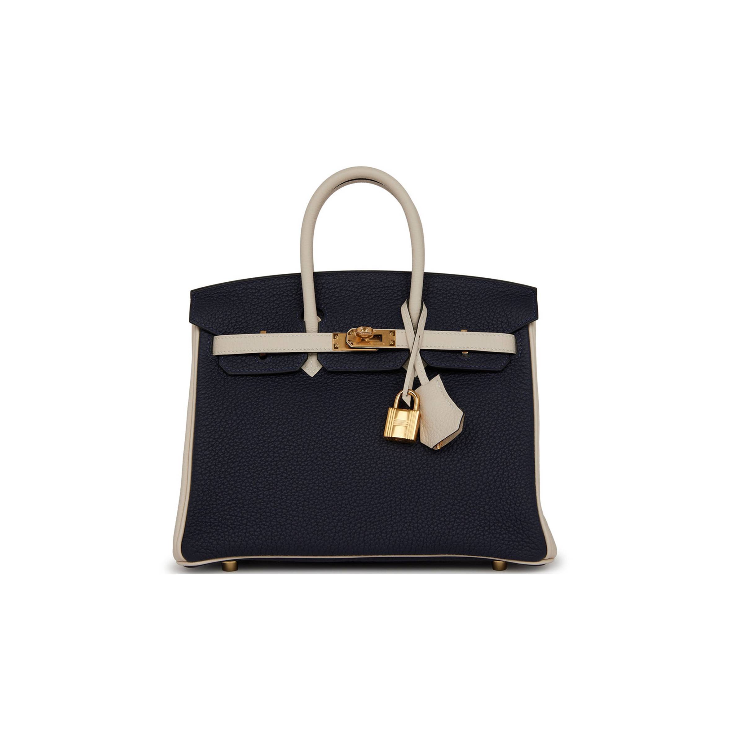 HERMES SPECIAL ORDER (HSS) BIRKIN 25 BLEU NUIT AND CRAIE TOGO GOLD HARDWARE HANDMADE (25cm)