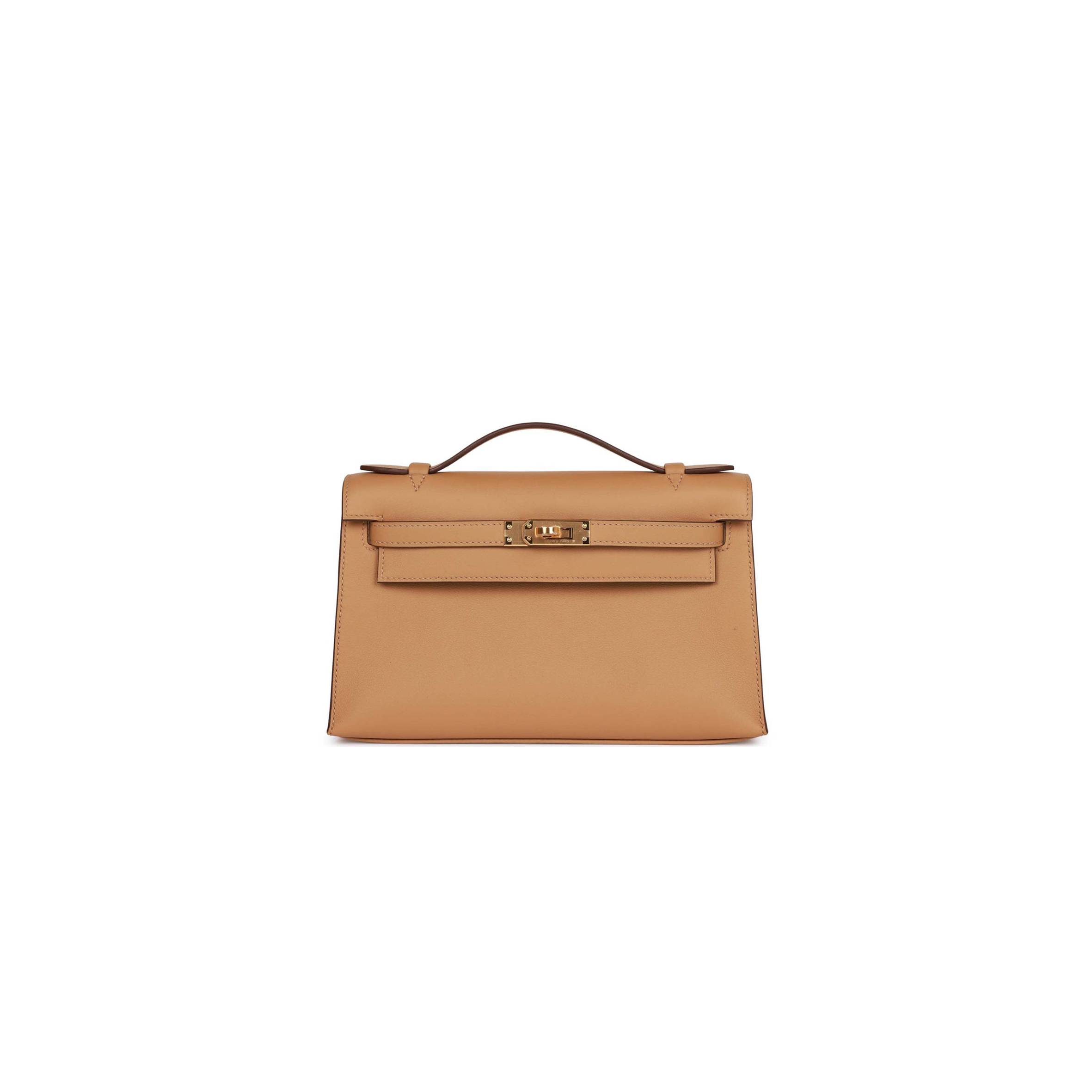 HERMES KELLY POCHETTE BISCUIT SWIFT GOLD HARDWARE  (22*12*13cm)