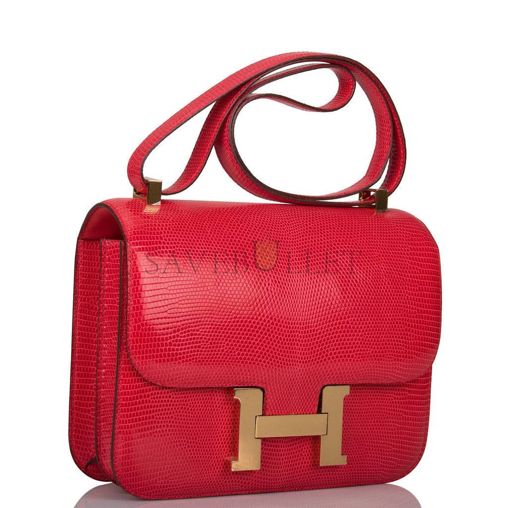 HERMES CONSTANCE 24 ROUGE EXOTIQUE LIZARD NILOTICUS GOLD HARDWARE (24cm)