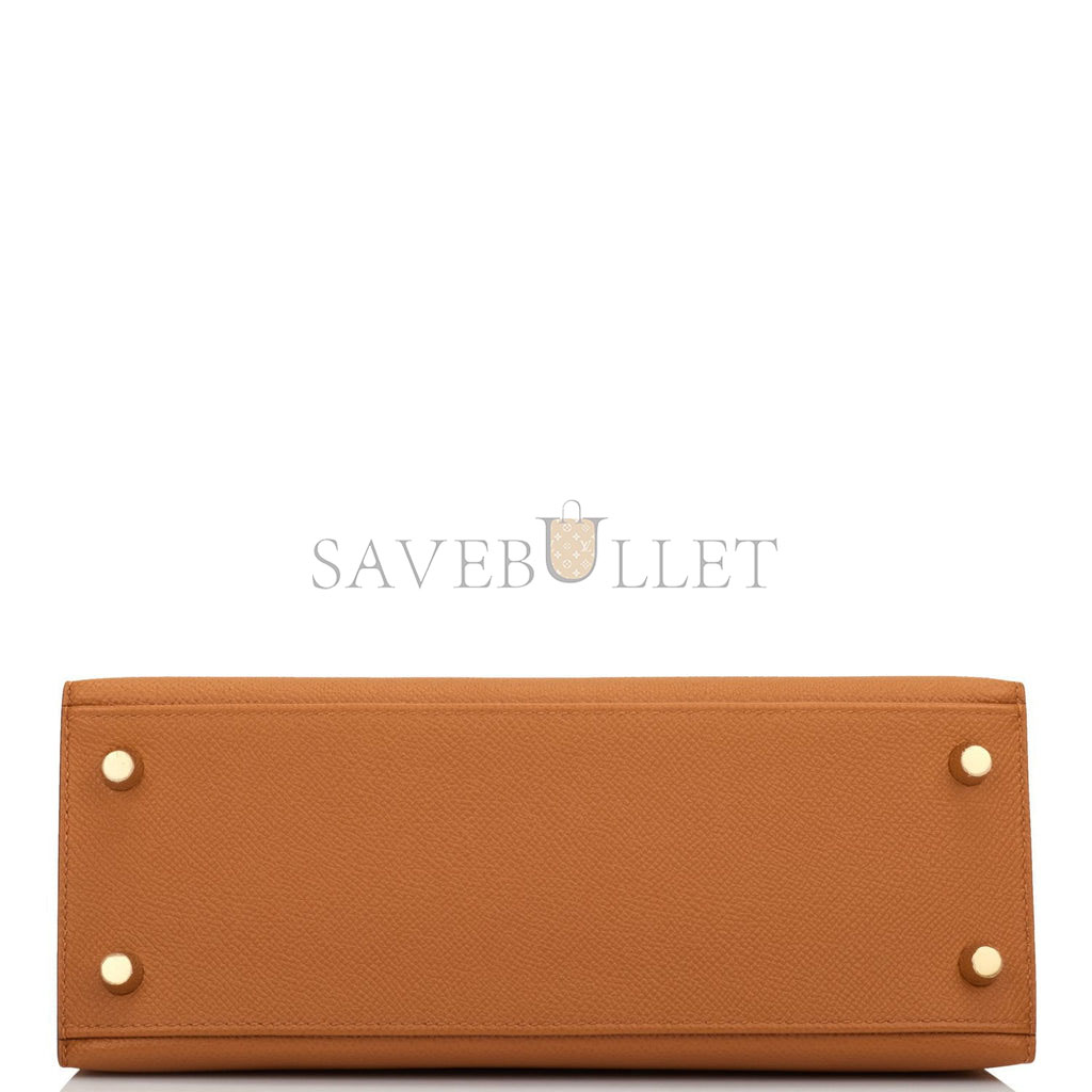 HERMES SPECIAL ORDER (HSS) KELLY SELLIER 25 GOLD AND APRICOT EPSOM GOLD HARDWARE HANDMADE (25*17*7cm)