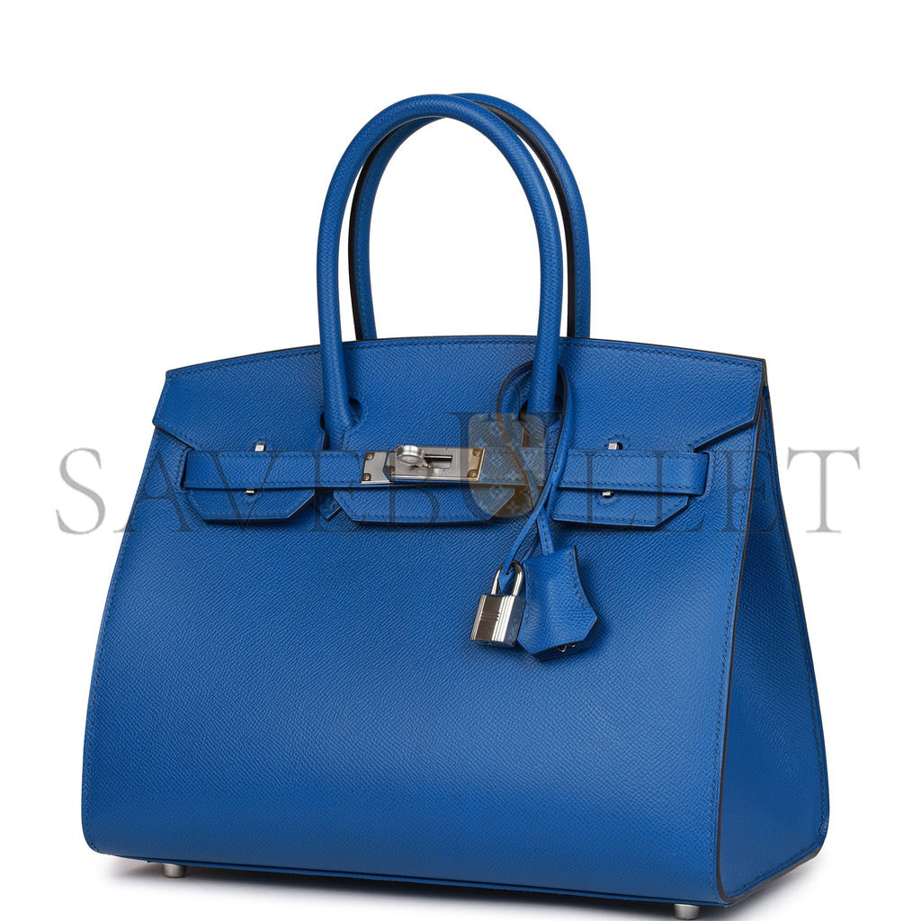 HERMES BIRKIN SELLIER 30 BLEU FRANCE EPSOM PALLADIUM HARDWARE 39822089420894 (30cm)