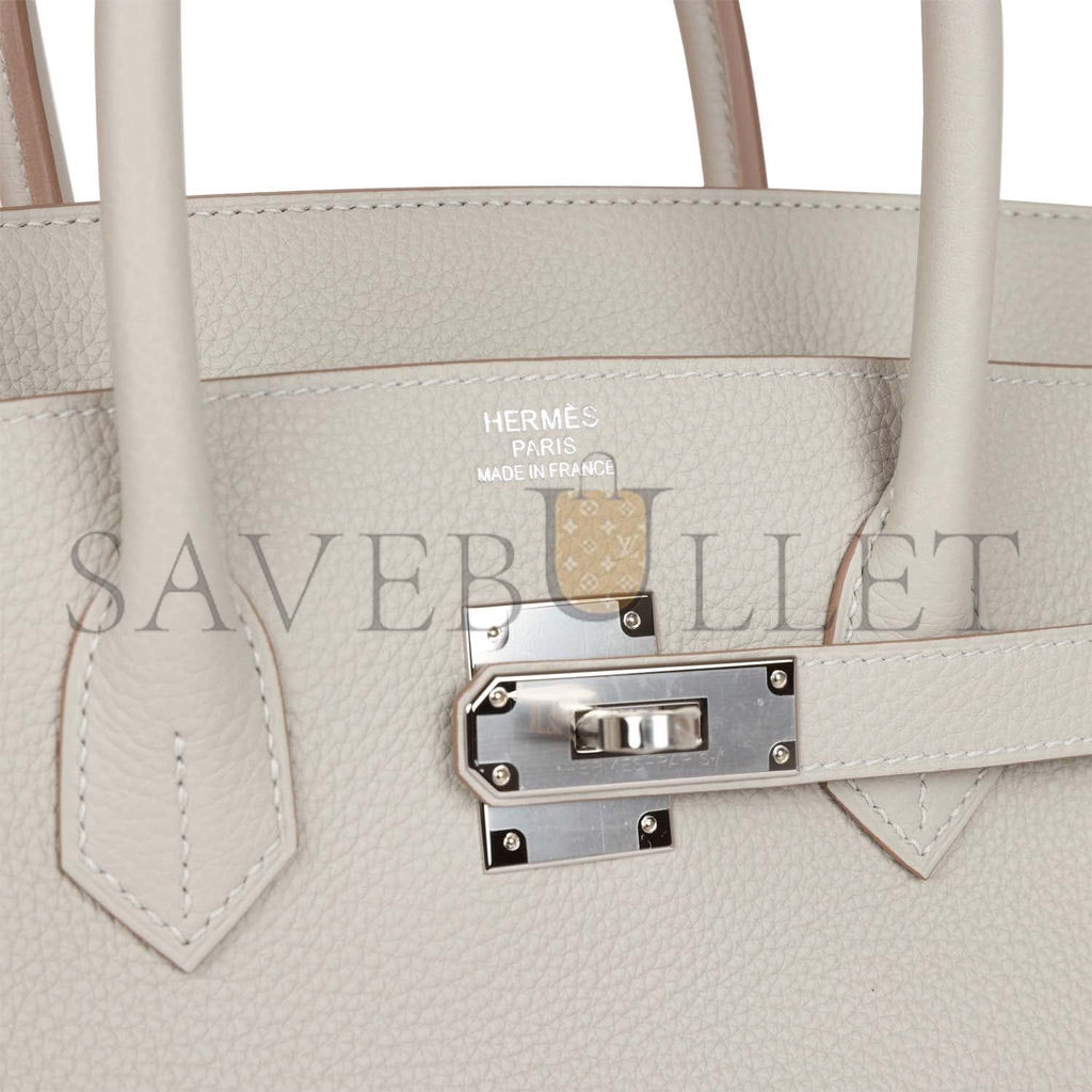 HERMES BIRKIN 35 GRIS PERLE TOGO PALLADIUM HARDWARE 39882110468190 (35cm)