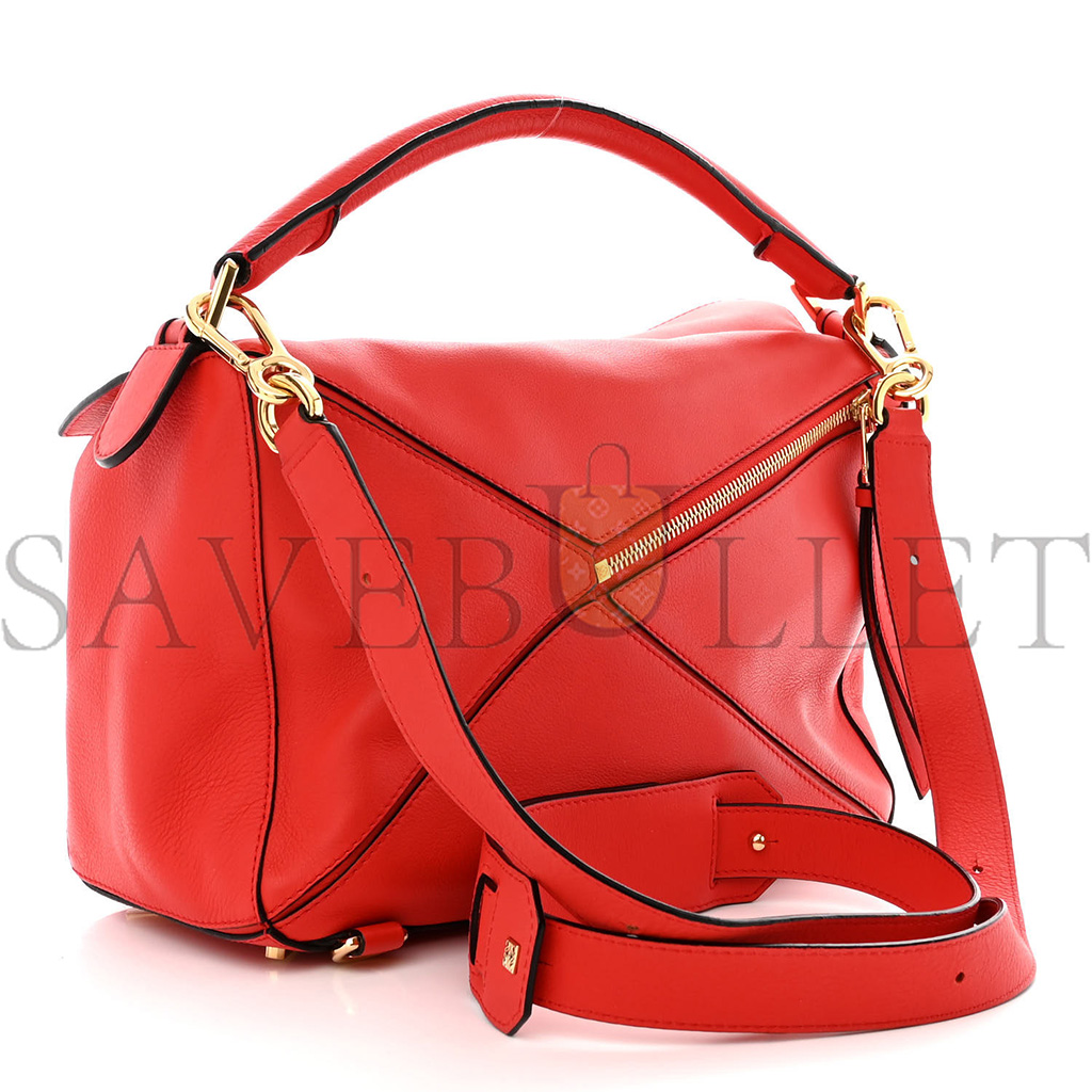 LOEWE CALFSKIN MEDIUM PUZZLE BAG SCARLET (28*18*12cm)