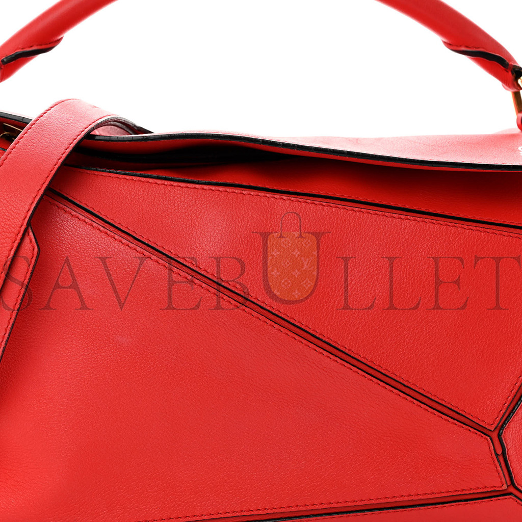 LOEWE CALFSKIN MEDIUM PUZZLE BAG SCARLET (29*19.5*14cm)