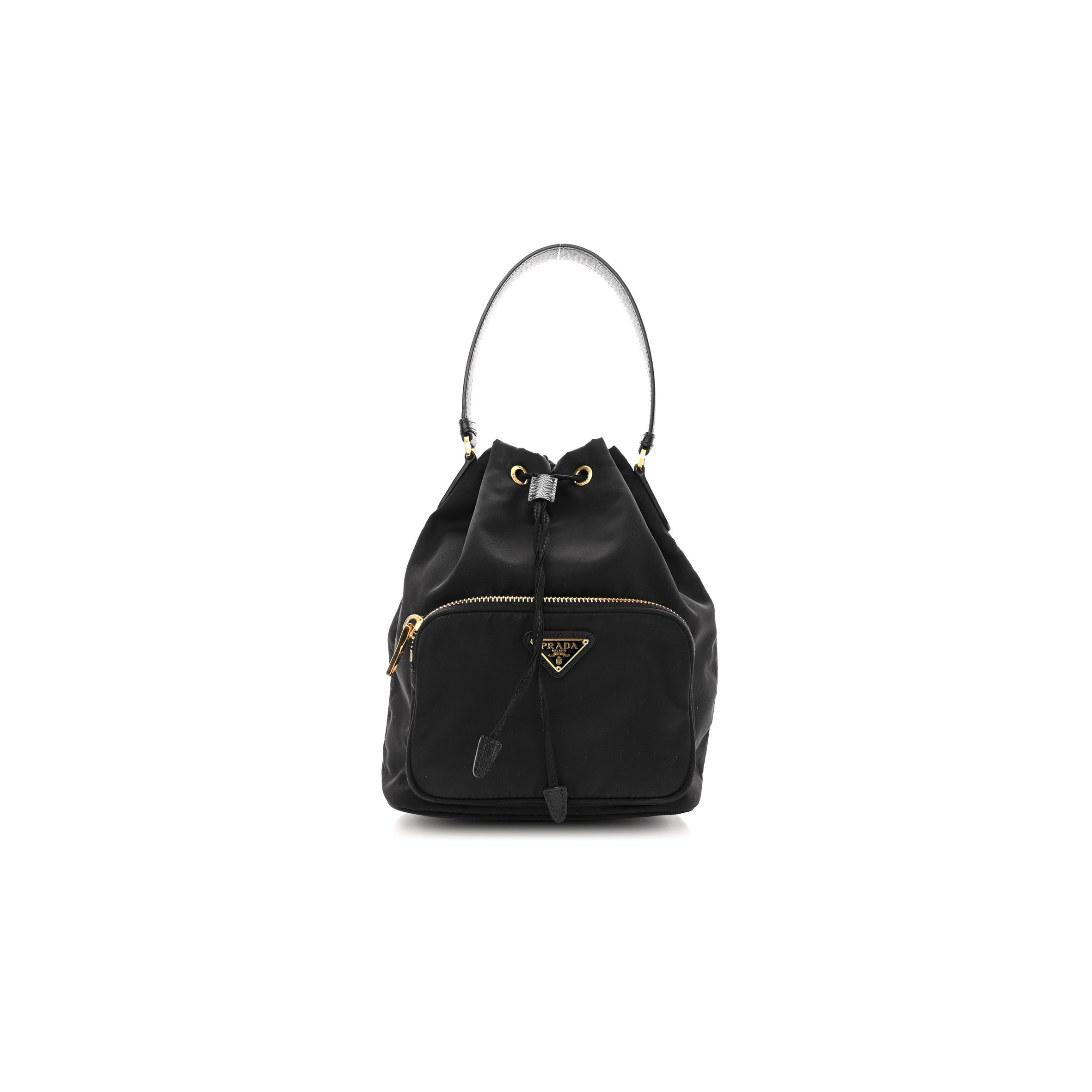 PRADA RE-NYLON DUET DRAWSTRING SHOULDER BAG BLACK (23*18*11cm)