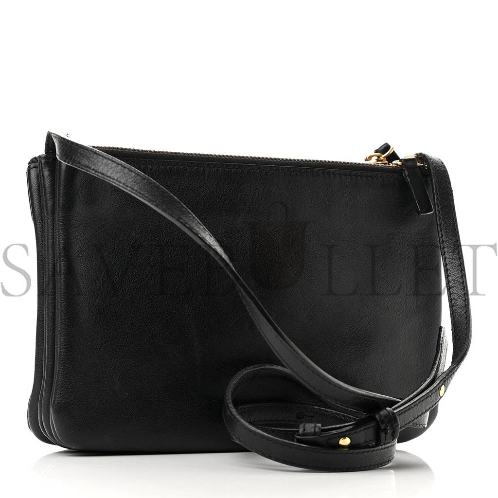 CELINE LAMBSKIN SMALL TRIO CROSSBODY BAG BLACK (22*14*4cm)