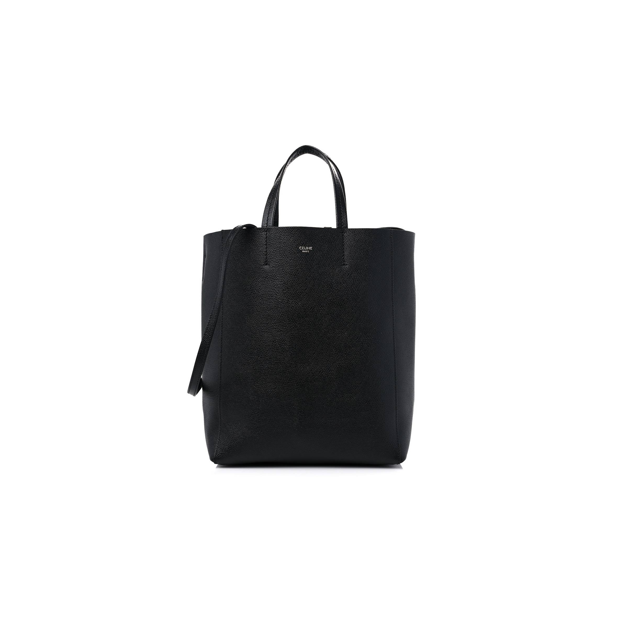 CELINE GRAINED CALFSKIN SMALL VERTICAL CABAS BLACK (28*23*10cm)