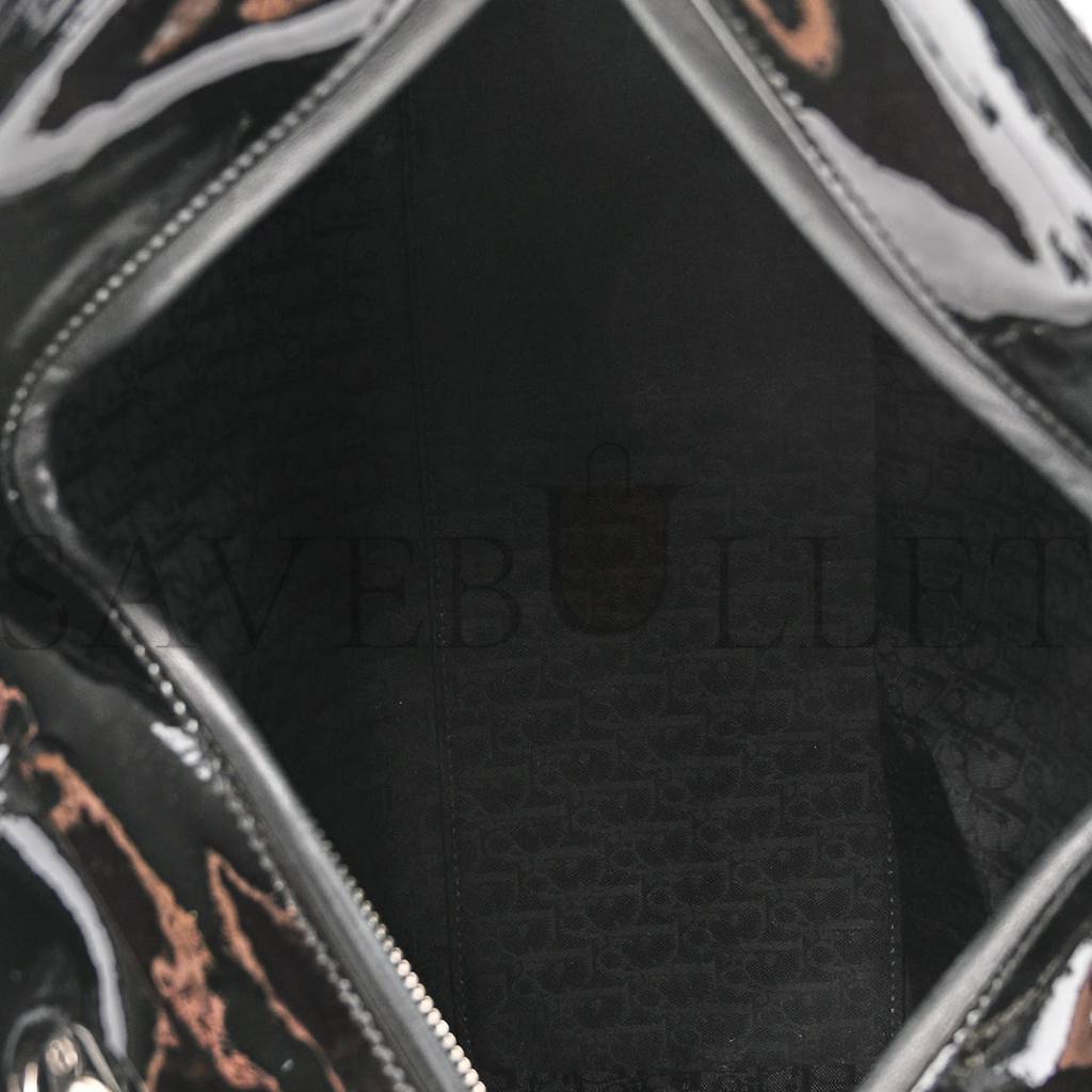 DIOR PATENT CANNAGE STITCHED LARGE LADY DIOR BLACK (32*25*11.4cm)